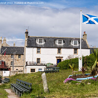 Buy canvas prints of Scottish Flag in Findhorn Village Scotland by Pearl Bucknall