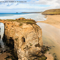 Buy canvas prints of Perranporth Beach Rock Arch Cornwall by Pearl Bucknall