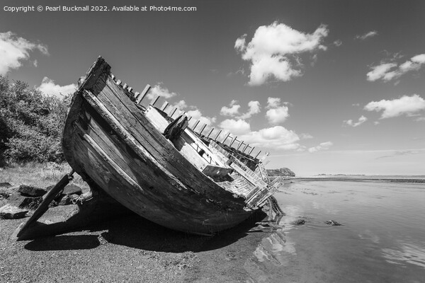Traeth Dulas Ship Wreck Anglesey in Monochrome Picture Board by Pearl Bucknall