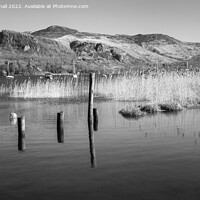 Buy canvas prints of Derwent Water Lake District Black and White by Pearl Bucknall