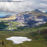 Buy canvas prints of Lake and Slate Above Llanberis Snowdonia Wales by Pearl Bucknall