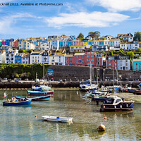 Buy canvas prints of Colourful Brixham Harbour Devon Coast by Pearl Bucknall
