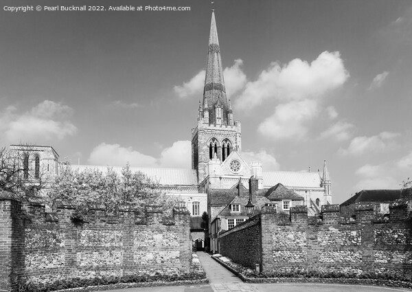 Chichester Cathedral West Sussex Black and White Picture Board by Pearl Bucknall
