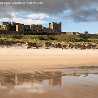 Buy canvas prints of Bamburgh Castle and Beach Northumberland Coast by Pearl Bucknall