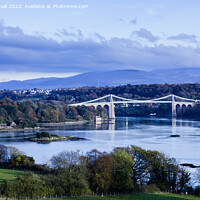 Buy canvas prints of Menai Suspension Bridge Over the Strait Anglesey by Pearl Bucknall