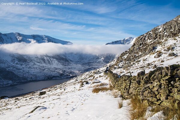 Winter Landscape in Ogwen Valley Snowdonia Picture Board by Pearl Bucknall