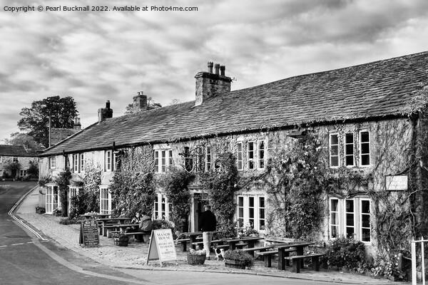 Red Lion Pub in Burnsall Yorkshire Black and White Picture Board by Pearl Bucknall