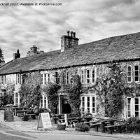 Buy canvas prints of Red Lion Pub in Burnsall Yorkshire Black and White by Pearl Bucknall