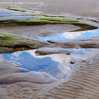 Buy canvas prints of Sandy Low Tide Pools in Dee Estuary Wirral Peninsu by Pearl Bucknall