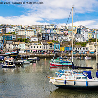Buy canvas prints of Boats in Colourful Brixham Harbour by Pearl Bucknall