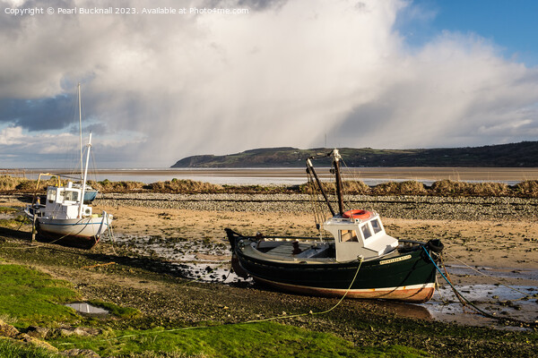 Grounded boats in Red Wharf Bay Anglesey Picture Board by Pearl Bucknall
