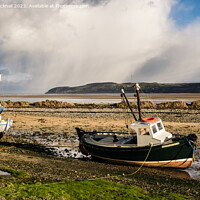Buy canvas prints of Grounded boats in Red Wharf Bay Anglesey by Pearl Bucknall