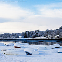 Buy canvas prints of  Snow in Red Wharf Bay Anglesey by Pearl Bucknall