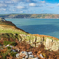 Buy canvas prints of Fishguard Bay Pembrokeshire Coastal Path Panorama  by Pearl Bucknall