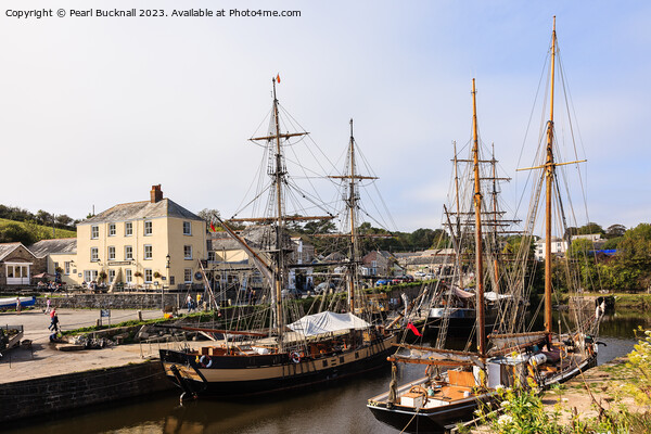 Tall Ships in Dock Charlestown Cornwall  Picture Board by Pearl Bucknall