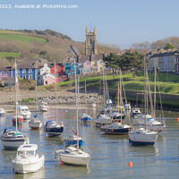 Buy canvas prints of Boats in Aberaeron Harbour Panoramic by Pearl Bucknall