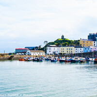 Buy canvas prints of Colourful Tenby Harbour in Pembrokeshire Wales Pan by Pearl Bucknall