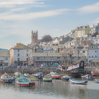Buy canvas prints of Boats in Brixham Harbour Devon Coast by Pearl Bucknall