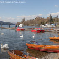Buy canvas prints of Bowness on Windermere Lake District Pano by Pearl Bucknall