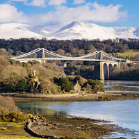 Buy canvas prints of Menai Suspension Bridge Anglesey Coast by Pearl Bucknall