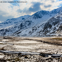 Buy canvas prints of Snow in Snowdonia Mountain Landscape by Pearl Bucknall