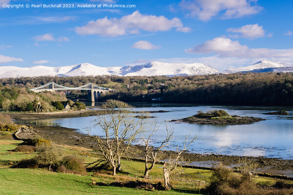Menai Strait and Mountains from Anglesey Picture Board by Pearl Bucknall