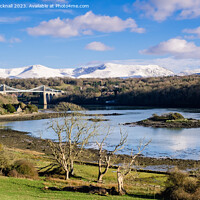 Buy canvas prints of Menai Strait and Mountains from Anglesey by Pearl Bucknall