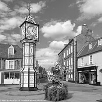 Buy canvas prints of Downham Market Town Clock Norfolk black and white by Pearl Bucknall