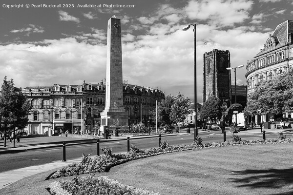 Harrogate Cenotaph Yorkshire Black and White Picture Board by Pearl Bucknall