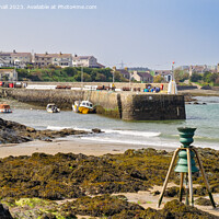 Buy canvas prints of Cemaes Beach and Harbour Isle of Anglesey Wales by Pearl Bucknall
