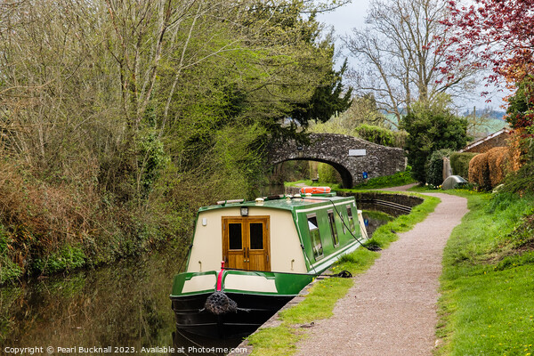 Monmouthshire and Brecon Canal Boat Picture Board by Pearl Bucknall