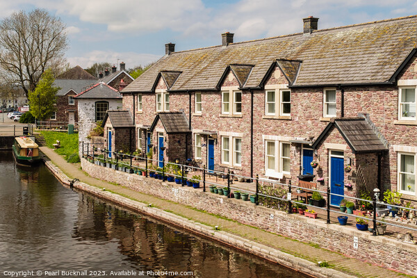 Canalside Cottages in Brecon Basin Picture Board by Pearl Bucknall