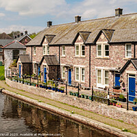 Buy canvas prints of Canalside Cottages in Brecon Basin by Pearl Bucknall