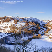 Buy canvas prints of Snow at Monsal Dale Viaduct Derbyshire by Pearl Bucknall