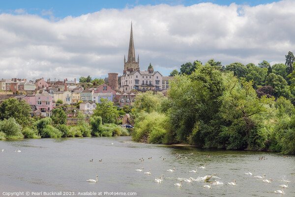 Ross on Wye River Herefordshire Landscape Picture Board by Pearl Bucknall