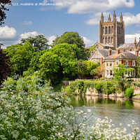 Buy canvas prints of The River Wye at Hereford in Herefordshire by Pearl Bucknall