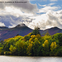 Buy canvas prints of Catbells and Derwent Isle across Derwentwater pano by Pearl Bucknall
