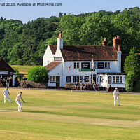 Buy canvas prints of Tilford Village Cricket on the Green by Pearl Bucknall