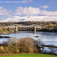 Buy canvas prints of Magnificent Menai and Mountains from Anglesey Pano by Pearl Bucknall