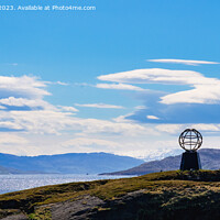 Buy canvas prints of Arctic Circle Monument Norway Panoramic by Pearl Bucknall