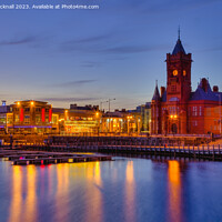 Buy canvas prints of Wales Cardiff Bay Waterfront Night Scene by Pearl Bucknall