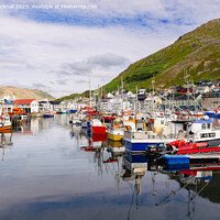 Buy canvas prints of Boats in Honningsvar Harbour Norway by Pearl Bucknall