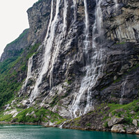 Buy canvas prints of Seven Sisters Waterfall Geiranger Fjord Norway by Pearl Bucknall
