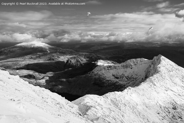 Winter Snow on Y Lliwedd Mountain in Snowdonia mon Picture Board by Pearl Bucknall