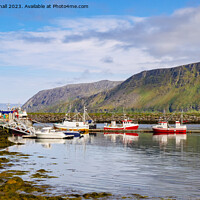 Buy canvas prints of Fishing Boats in Arctic Harbour Norway by Pearl Bucknall