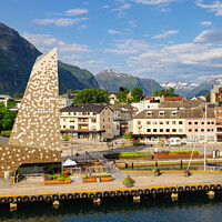 Buy canvas prints of Andalsnes Town Harbour in Norway by Pearl Bucknall