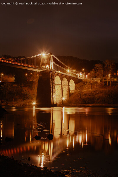 Anglesey Menai Bridge at Night Picture Board by Pearl Bucknall