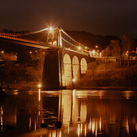 Buy canvas prints of Anglesey Menai Bridge at Night by Pearl Bucknall