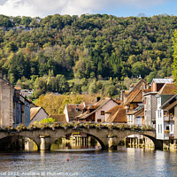 Buy canvas prints of River Loue Ornans Bridge France by Pearl Bucknall