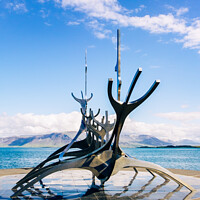 Buy canvas prints of Reykjavik Solfar Sculpture (Sun Voyager) by Pearl Bucknall